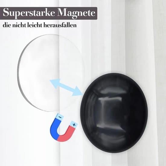 Magnetiska gardinfällor - 10-pack - Plastmaterial med rostfria magneter - 4 cm