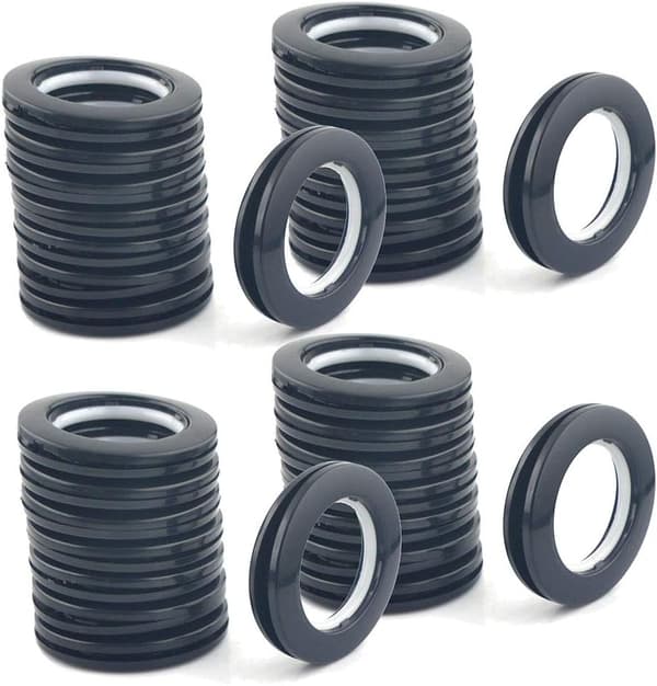 32-pak gardinøjer, 1-9/16 tommer (40 mm) indvendig diameter (sort)