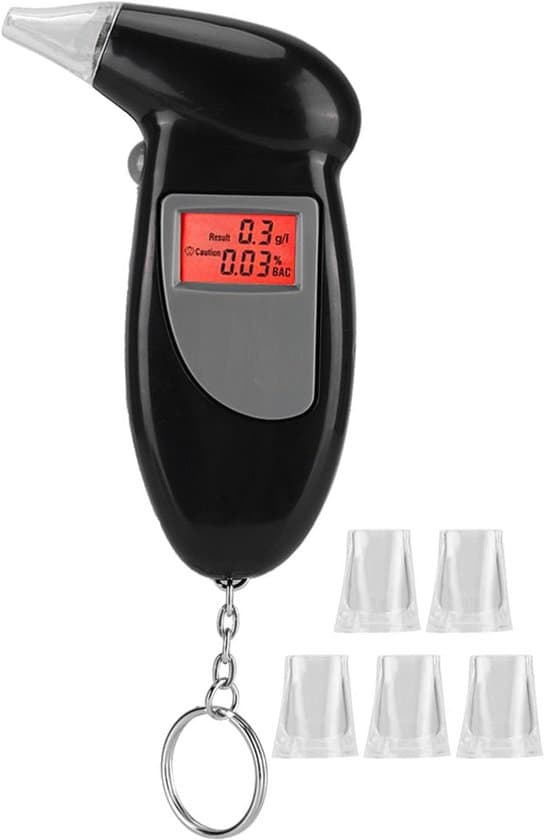 Digitaalinen alkometritesteri LCD-näytöllä ja 5 suukappaleella