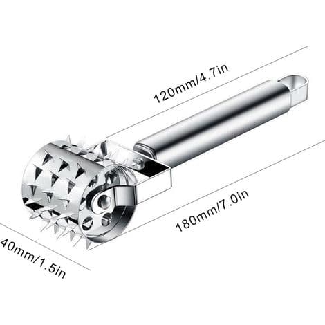 19 cm kødhammer, sølv rustfrit stål kødhammer, rulle-type kødhammer
