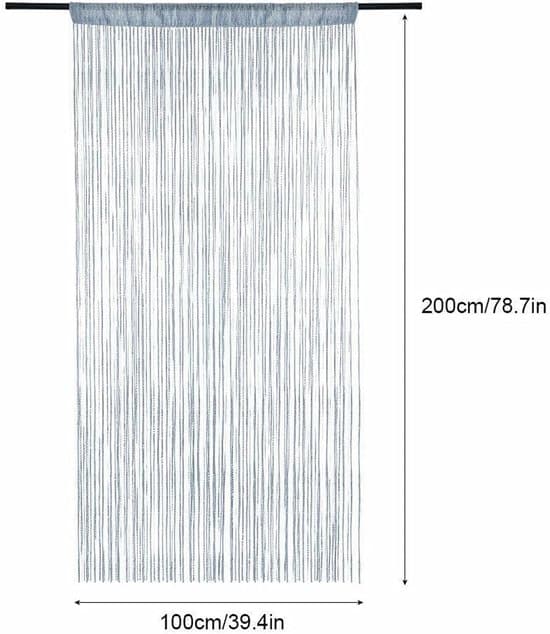 91x200cm Perleforhæng til Dør - Sort