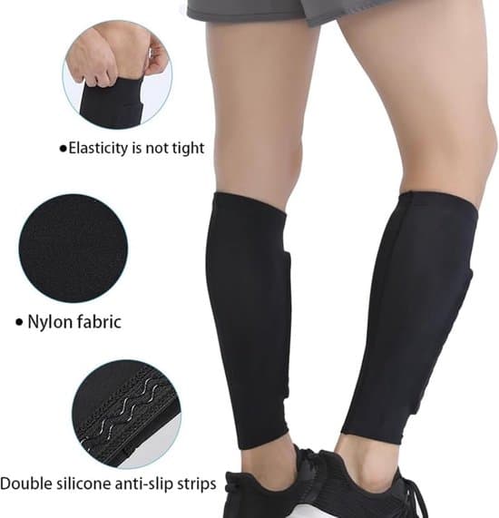 1-par sorte elastiske skridsikre benskinnerholderstrømper - Til 45-55 kg