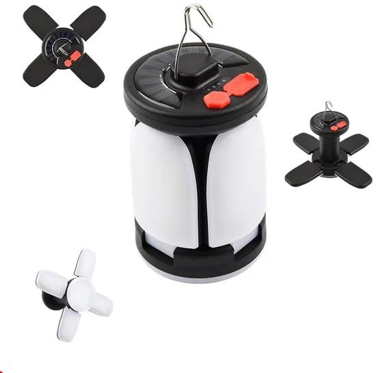 Solar Campinglampe - 6 Belysningstilstande - USB Genopladelig - Velegnet til Udendørs og Camping