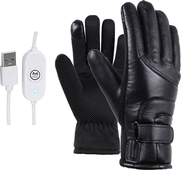 Opvarmede handsker, vandtætte, unisex, touchscreen-kompatible, vinterluffer, sorte