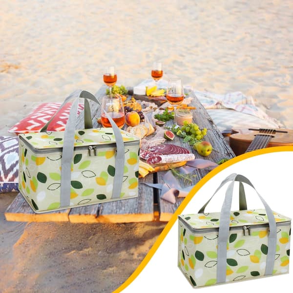 Grøn isoleret, foldbar køletaske, velegnet til indkøb og picnics.