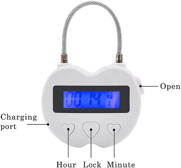 Två smarta timerlås med LCD-display, USB-laddning, tillfällig timer, hänglås, elektronisk resetimer, vit.