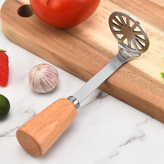 2-delt ergonomisk kartoffelmoser i rustfrit stål - 15x5cm