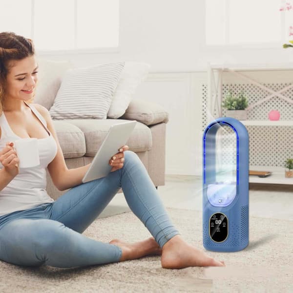 Bærbar airconditionventilator, luftfordamperkøler, USB-airconditionudluftning, mini-airconditionkøler (blå)