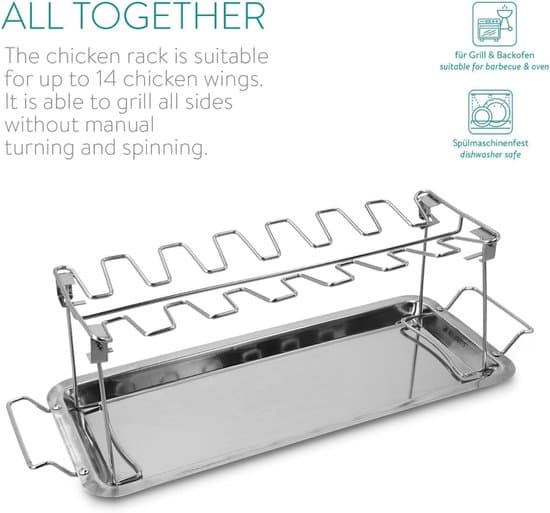 Kyllingevinge Grill BBQ - Kyllingelårholder i Rustfrit Stål - Tilbehør til 14 Kyllingestykker