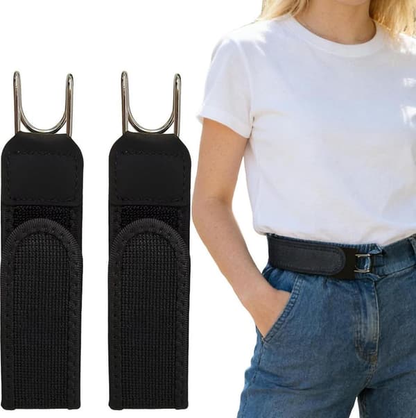 2-pack spännfria elastiska stretchbälten med metallkrok för jeans