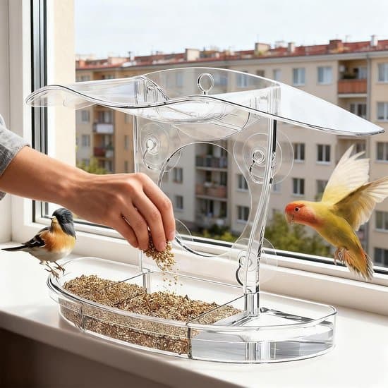 Fuglefoderbræt til vindue - Fuglefoderstation - Fuglefodring - Transparent akrylmateriale - 30x20x4 cm - Transparent