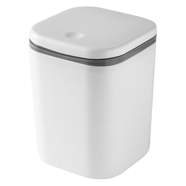 Mini papperskorg med tryckknappslock - 1 liter - Vit
