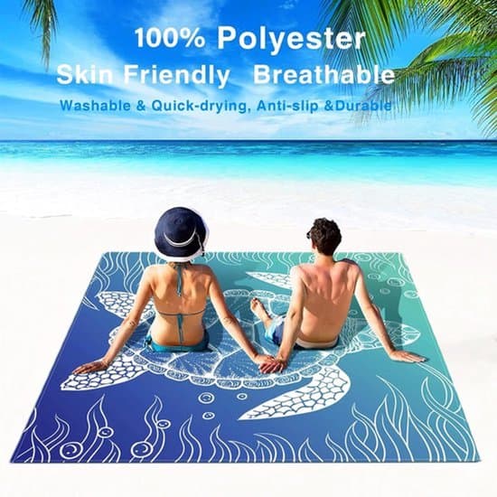 Vattentät picknickfilt - sandtät - 200x210 cm - blå