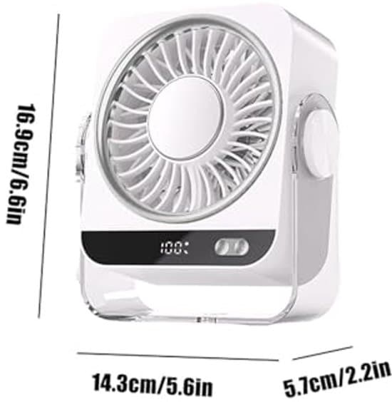 Bordventilator med køleelement, miniventilator, digitalt strømdisplay, luftkøler, USB-ventilator, mini-aircondition, vandkølet, hvid