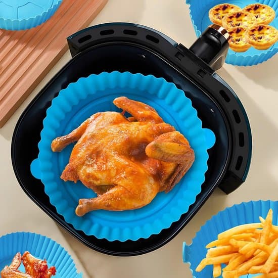 Sæt med 6 genanvendelige silikonebageunderlag til airfryer