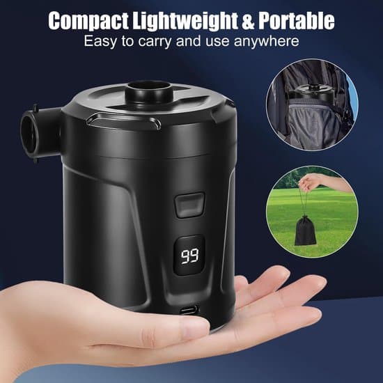 Elektrisk luftpumpe - 5200 mAh - Sort