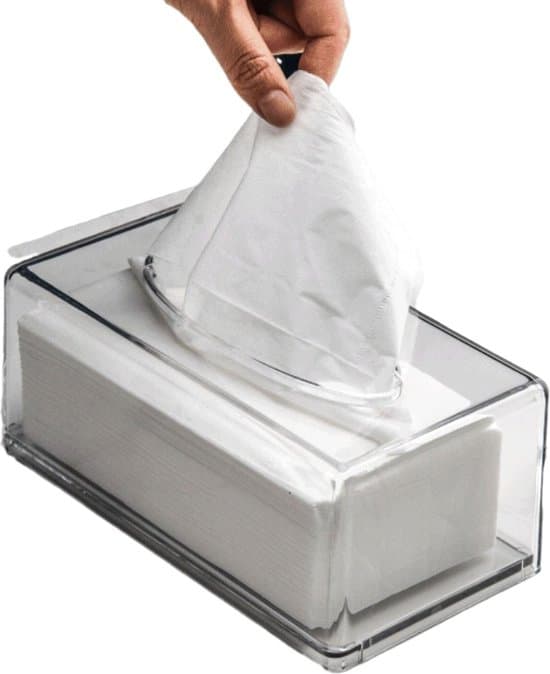 Gennemsigtig rektangulær akrylservietboks (22 x 12 x 9 cm)