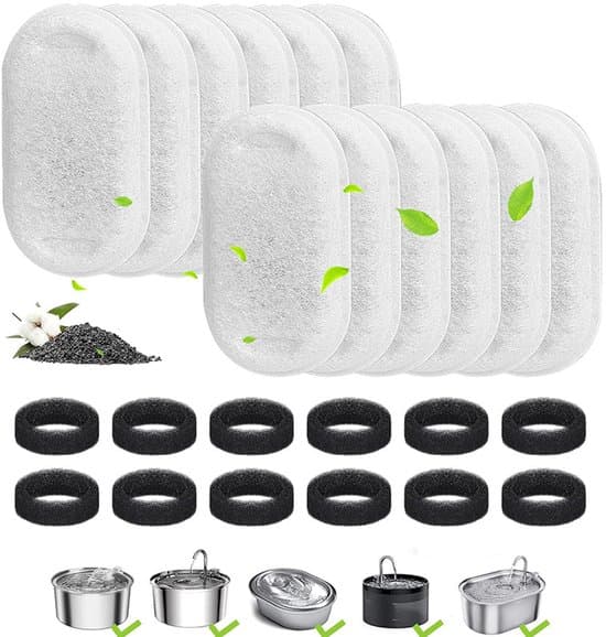 Vattenfontänfilter för katter, 24-pack + svampar