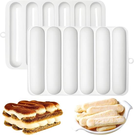 2-pack 6-kopps stångformade non-stick silikonbakformar - Vit