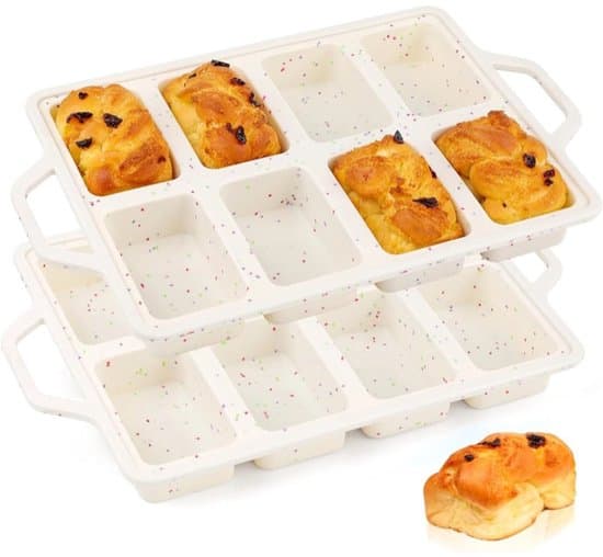 Todelt bageformssæt i silikone - Bageform - Madbageform - Kagebageform - Hvid - 35,3*21,7*3,6 cm