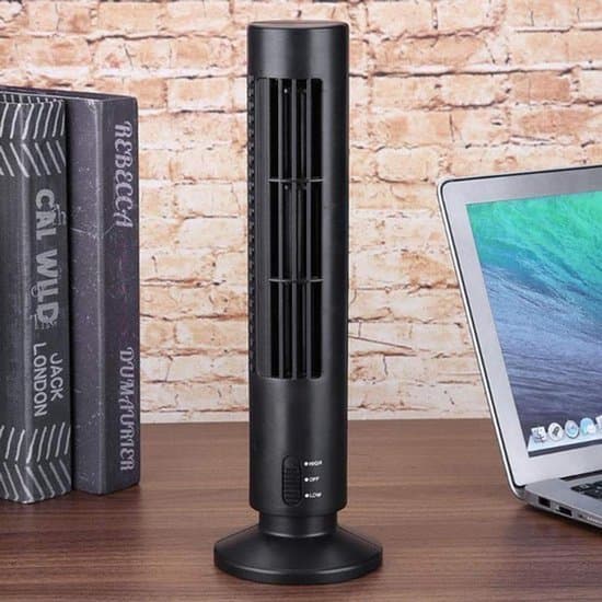 Bærbar luftkøler - Mini køletårnventilator - Stille drift - Sort - Personlig køling - USB skrivebordsluftkøler - Velegnet ...