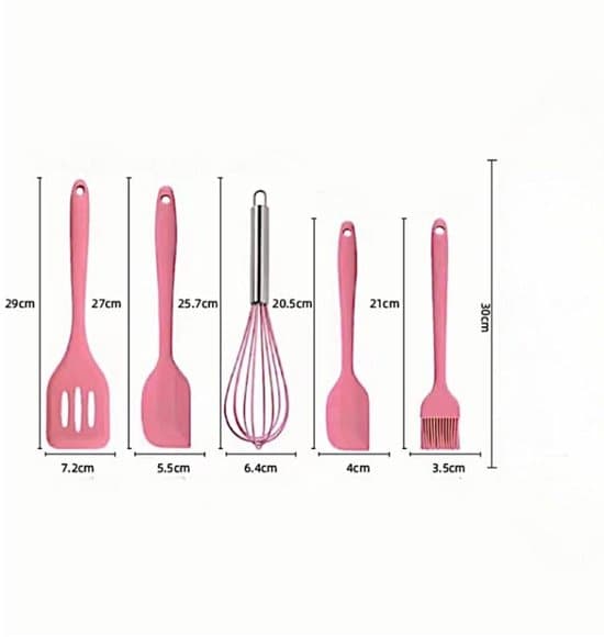 5-delat bakspatelset i silikon - Rosa