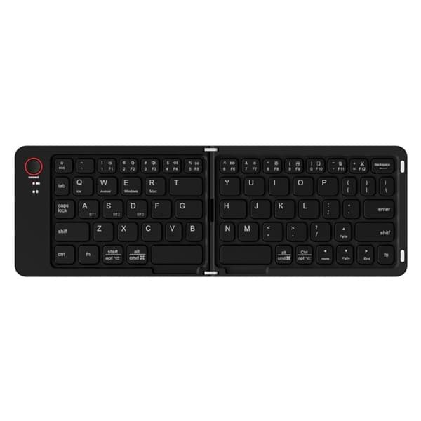Trådløst tastatur, Bluetooth, foldbart, bredt kompatibelt, bærbart, sort.