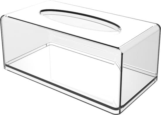 Gennemsigtig rektangulær akrylservietboks (22 x 12 x 9 cm)