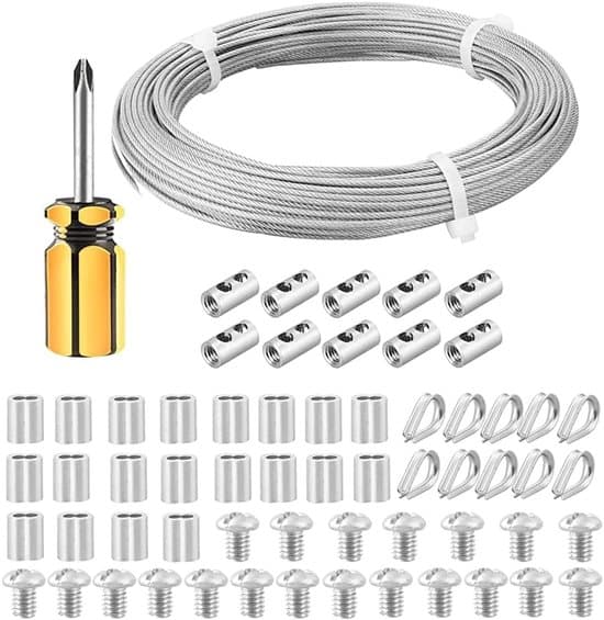 30 meter stålkabel, 2 mm PVC-belagd rostfri tråd med M2-kopplingar