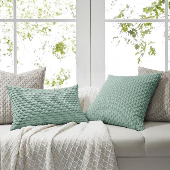 2 stk. mintgrønne 40x40 cm fluffy bløde boho fløjls forårspudebetræk sæt