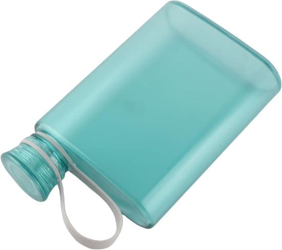 Platt vattenflaska, 380 ml transparent A5 läckagesäker rektangulär flaska, blå