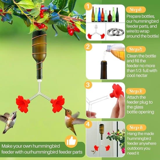 3-delt kolibri-lokkemad blomsterfuglefoder tilbehørssæt