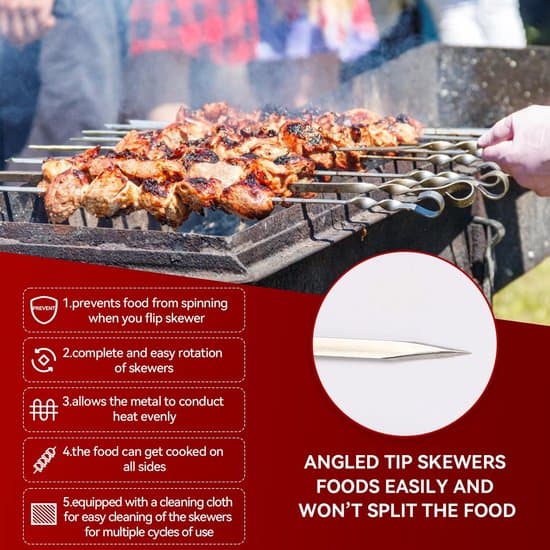 20-pak grillspyd - rustfrit stål - holdbart - til grill, kebab, lejrbål - 35 cm