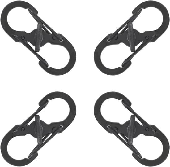10-pack Mini S-formade dubbelringade karbinhakar i rostfritt stål, 35x15 mm