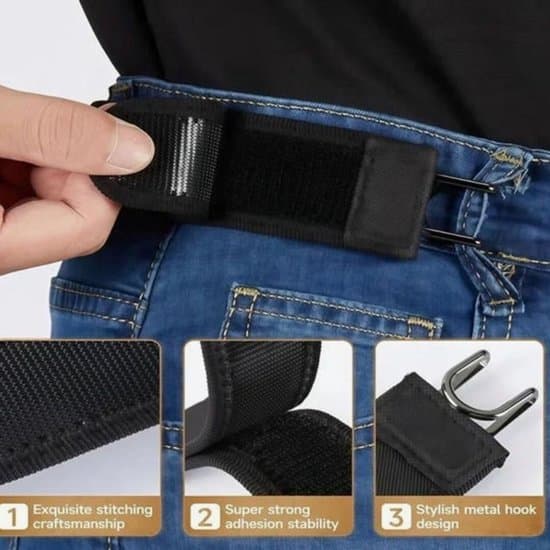 Spændeløst bælte, 2 stk., elastisk bælte, justerbart bælte, elastiske bælter til jeans, behageligt og usynligt, sort