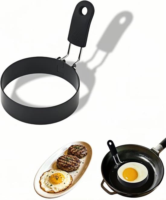 8,9 cm ægge-/pandekagering i rustfrit stål - sort