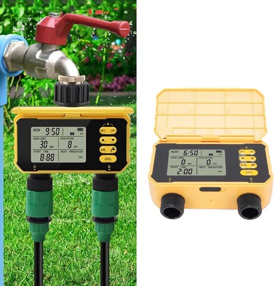 Vandtimer - Vandingscontroller - Automatisk havevanding - Regnsensorfunktionalitet - G3/4 - Sort