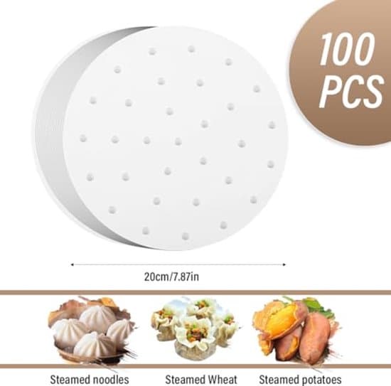 100 ark bakplåtspapper - runda, 20 cm i diameter - non-stick beläggning, bambu.