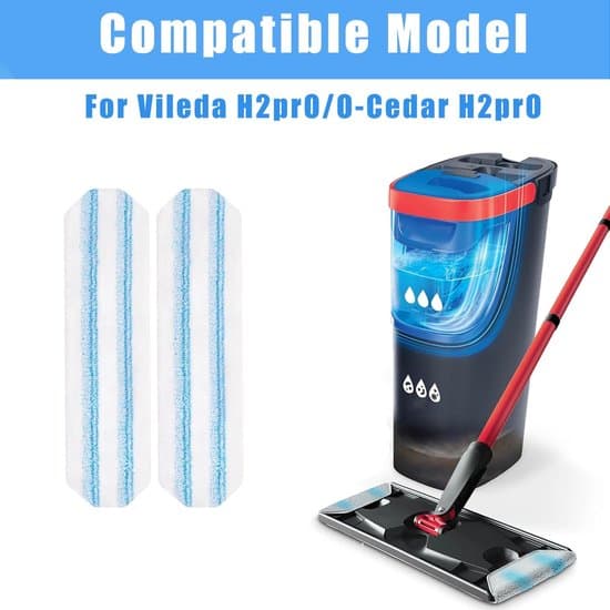 Mikrofiber Moppepuder, 10-pak, Erstatningsmoppepuder til O Cedar H2prO Mopper, Til O-Cedar Vileda H2PrO Fladmopper, Vaskbar Moppehoved Erstatningspakke