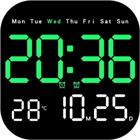 Multifunktionell LED-väggklocka med fjärrkontroll, timer, nedräkningsfunktion och temperaturvisning; grön (batterier ingår ej).