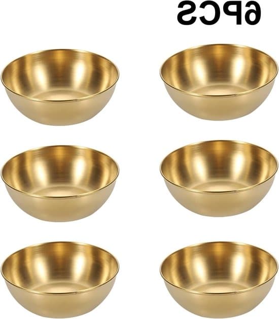 6 guld snackskåle i rustfrit stål - mini dipskåle - runde dipskåle - sovseskåle - miniskåle - miniskåle