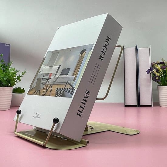 Bogstativ i metal, bogstativ, læsestativ, foldbart, justerbart, multifunktionelt bogstativ til kontor og studie