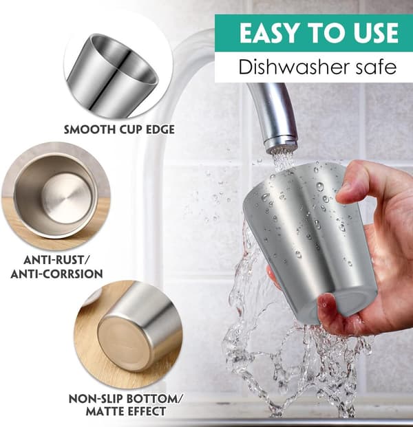 Silver 4-pack 175 ml dubbelväggiga drickskoppar i rostfritt stål
