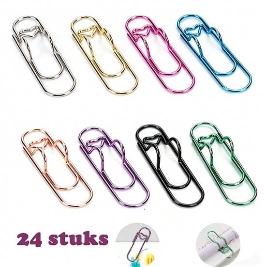 24-pack metallgem penna- och bokmärkshållare set
