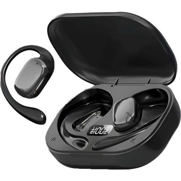 Bluetooth-hörlurar, over-ear-modell, brusreducering, digital display, touchkontroll, 400mAh batteri, svart.