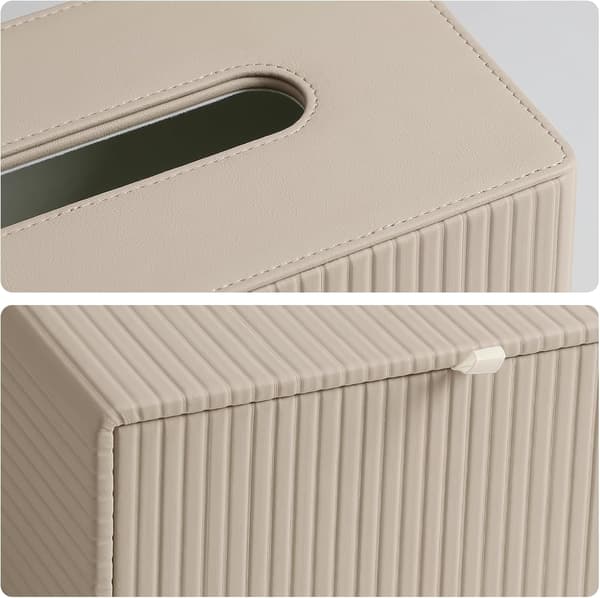 Enkel rektangulær læder tissueboks-hylster - beige - 24*12*10 (cm)