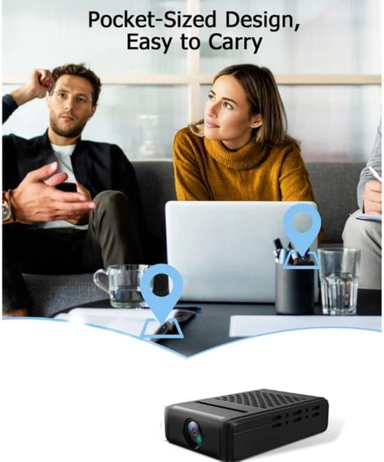 Minisäkerhetskamera - 4K HD WiFi - 180° roterande lins - Svart