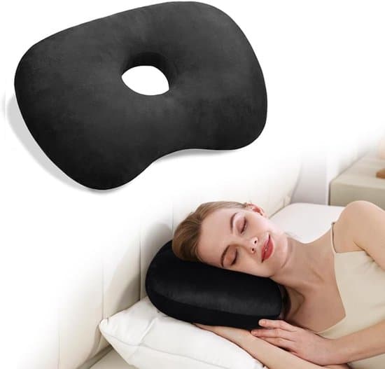 8,9 cm Ortopædisk Donut Ørepiercingpude til Sidesovende - Sort