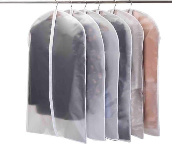 5-pack 3D-dräkt dammpåsar, transparent/matt, för klänningar/rockar, medium 60x100cm