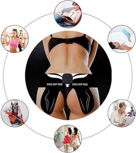 Glute Trainer - Hoftestimulator - Hjemmetræning - 6 programmer 18 niveauer - 36,5 x 19,2 cm
